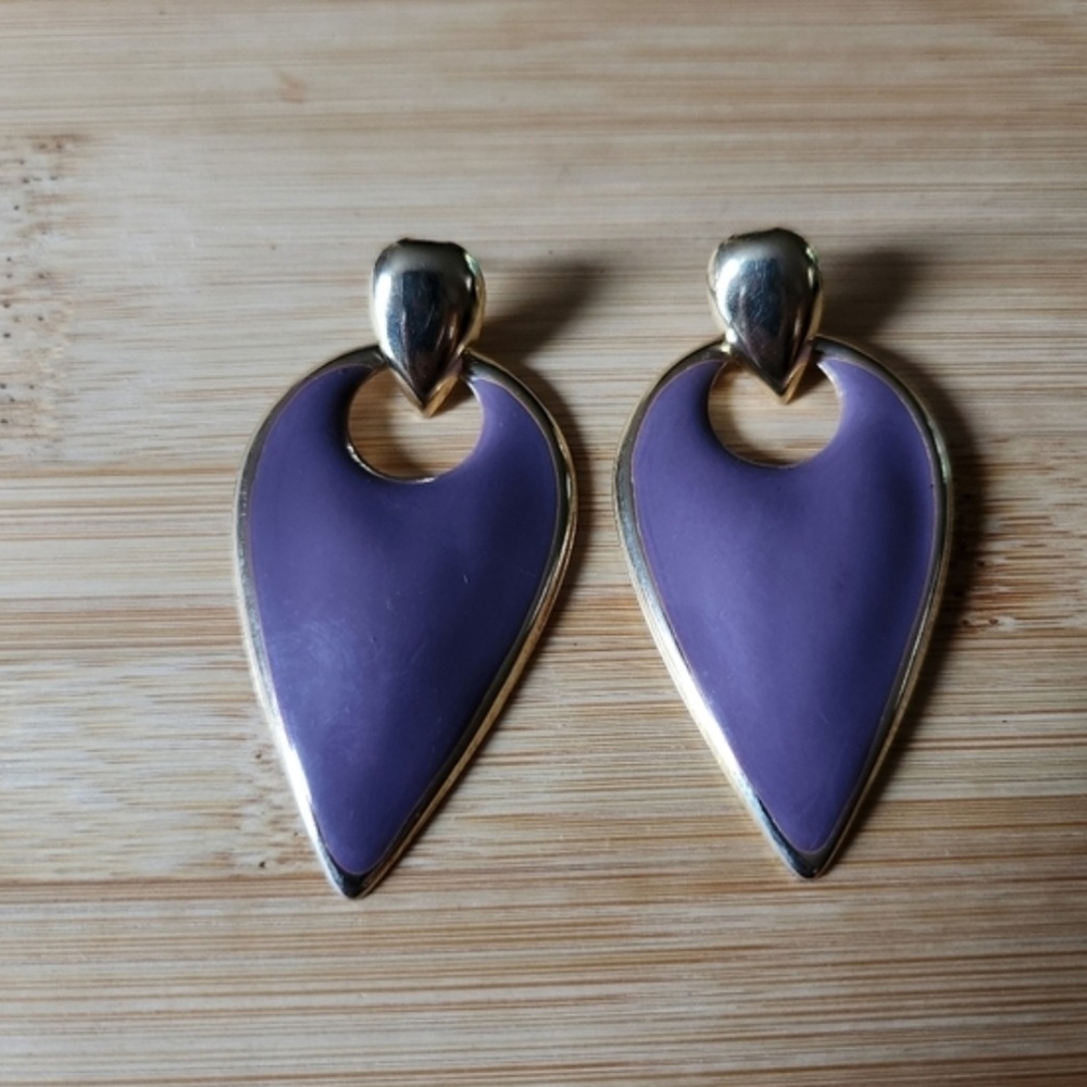 Vintage Purple Enamel Earrings